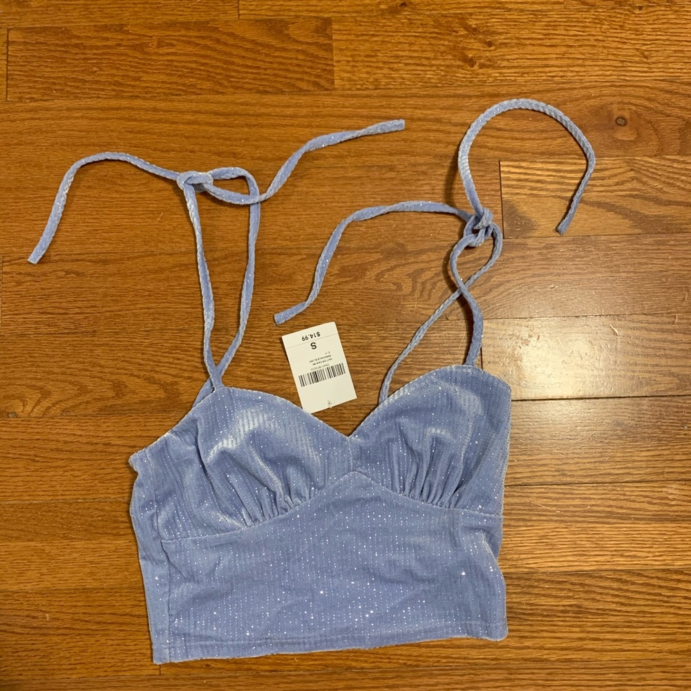 F21 NWT Sparkly Blue Crop Top